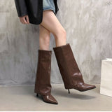 Boots Tips High And Trouser Boots Autumn And Winter New Net Red Sleeves Fine And Pure Color Knight Fashion