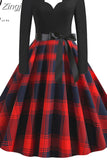 Costumes Party Dress Women Long Sleeve V Neck Fur Collar 1950s Housewife Vintage Xmas Winter