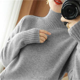 Zingj New Half High Collar Twist Thick Sweater Female Contracted All-Match Inside The Autumn Winter Solid Color Bottom Sweater-Outfit
