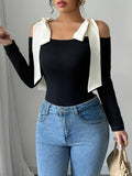 Long-Sleeved Girl Slimming-Word Shoulder-Cloth