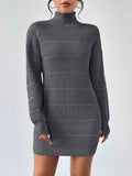 And Winter Half-High Collar Knitted Dress Women's Fashion Pure Color Sexy Bag Ass