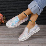 Large-Size Women's Singles Spring New Round Head Flat-Bottomed Sleek Coloring Casual Single Shoes