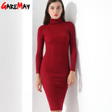 Sweater Dress Women 2023 Warm Knitted Dresses Black Vintage Winter Long Sleeve Dress Warm Autumn Womens
