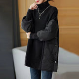Autumn And Winter New Ocean Collar Splicing Sweater Female Korean Version Of The Fashion Loose Warm Coat Design Sense