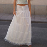 Zingj New Women's French Square Collar Sling Top With Lace Patchwork Skirt Holiday Style Suit