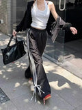 Stripe Bow Baggy Sweatpants-Outfit