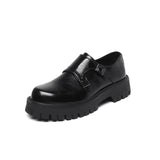 2025 New Youth Round Head British Wind Low Heel Set Foot Big Head Work Pack Platform Shoes