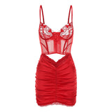 Pyjamas Beautiful Back Ice Silk High-End Fashion Personality Perspective Thin Lace Slings Pyjamas