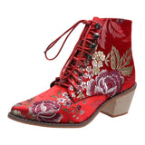 Size 43 New Coarse And High-With Martin Boots Female Pointed Embroidery National Style With Short