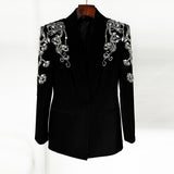 New Star Fashion Heavy Industry Diamond Nail Beads Blazer Open Fork Fishtail Long