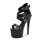 Zingj Model Rivet Pull Even Roman Sandals High Heel 17Cm Fine Heel Summer Waterproof