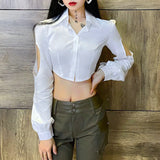 Zingj Spring New Women's Fashion Sexy Crop Sweet And Fresh Polo Collar Long Sleeve