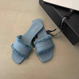 Summer Retro Temperament Cross With Roman Shoes Beach Shoes Soft Bottom Dew One-Word Buckle With Sandals