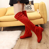 Long Boots Women's New Round Head High Cylinder Two Wearing Elastic Boots Flat Emvelvet Large Size Women's