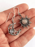 Boho Sun Moon Pendant Stud Earring- Outfit