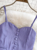 Sexy Striped 2Pcs Set Elegant Single Breasted Strap Camis Tops + High Waist Pants Casual Two Pieces Suits Female New