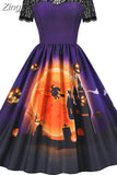 Dress Christmas Costume Women Lace Short Sleeve Hight Waist Vintage Evening Party Prom Casual