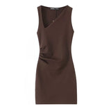 Women's Clothing 2025 New Summer Fashion Temperament Foldless Short Dress