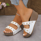 Cool Slippers Women's Summer 2025 New Slope And Thick-Bottomed Fashion Beaded Beach Slippers