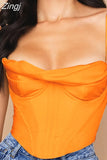 Quality Summer Corset Top Y2k Women 2023 Lined Sexy Bodycon Top Draped Black White Female Padded Top for Party