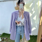 Women Spring Solid Color Elegant Blazer Jacket Office Lady Long Sleeve Outwear