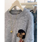 Design Embroidered Jacket Sweater Women's New Autumn And Winter Thick Small Lazy Wind Bottom Knitting