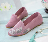 Zingj Shoes Single Shoes Lotus Embroidered Cloth Shoes With Cheongsam Pointed Muller Women's Shoes Spring And Autumn