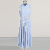 Design Long Dress 2025 Autumn And Winter New Sleeveless Collar Lace Hollow Waist Thin Dress Dress