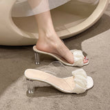 New Korean Version Of The Fairy Wind Transparent And Thick With A Word Of Head Folded Cold Slippers Xia Gao And Slippers