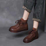 Layer Of Cowhair Retro Hollow High Help Cool Boots Women's Shoes 2025 New Comfortable Flat