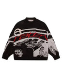 Long Sleeve Jacquard Crew Neck Sweater-Outfit