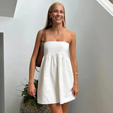 Solid Tube Bandeau Mini Dress-Outfit Ideas