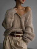 Hot Spring And Autumn Imitation Sting Cardigan Women Lazy Wind Loose Sweater Jacket Soft Long-Sleeved Knitted