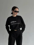 Hot Sale Retro Print T-Shirt Women Cotton Long-Sleeved Letter Pattern Loose