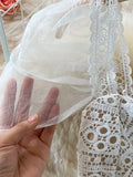 Women Lace Bodycon Mini Dress Sexy Square Collar Mesh Short Sleeve High Waist Party Vestidos Female White Robe 2023