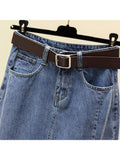 Style 2023 New Women's Long Split Denim Skirt Vintage High Wasit Jeans Skirt Female Straight Blue A-line Pencil