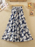 floral print chiffon skirts women Sprint Summer korean A line Pink streetwear high waist ladies midi