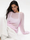 Zingj Sweater 2024 Spring / Summer New Female Perspective Thin Big Round Collar Horn