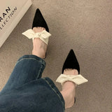Summer New Korean Style Female Slippers Bag Head High Tip Bow Fine Heel Heel Cold