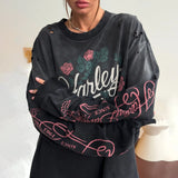 Cut To Make Old Print Women's Rose Letter Print Street Cool Lazy Slack Feel