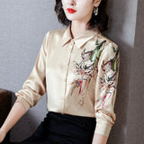 Silk Women Shirts Woman Satin Blouses Tops Women Long Sleeve Shirts Woman Satin Silk Shirt Blusas Mujer De Moda 2023
