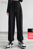 Women's Tracksuit Pants Elastic Waist Wide Leg Oversized Loose White Sweatpants Women Gray Baggy Joggers Autumn Long