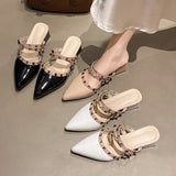 Women Wear 2025 French Sexy Pointed Rivet High-Heeled Shoes Sandals Women's Coarse Heel Single