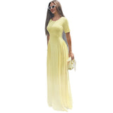 Women's Clothing 2025 Summer New Pure Fashion Temperament Round Collar Short Sleeve Dress Dress