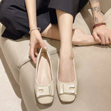 Buckle Korean Version Of Single-Shoe Women In The New Autumn 2025 With Coarse Heel Square Head Professional Working Temperament Women's