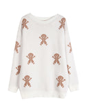 And Winter New Christmas Knitted Cartoon Man Embroidered Round Collar Sweater Women's