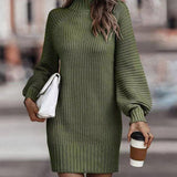 And Winter New Sweater Dress High-Necked Sweater Women Long-Sleeved Knitwear Dress