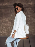 New Thin Women Fashion White Black Blazers and Jackets 2023 Button Office Suit Coat Ladies Elegant Outwear Chic