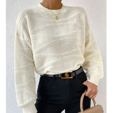 New Sweater Women's Solid Color Corrugated Collar Collar Collar On The Head Of The Knitwear
