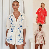 Zingj Spring And Summer New 3D Stereo Embroidery Comfortable Casual Shirt Short